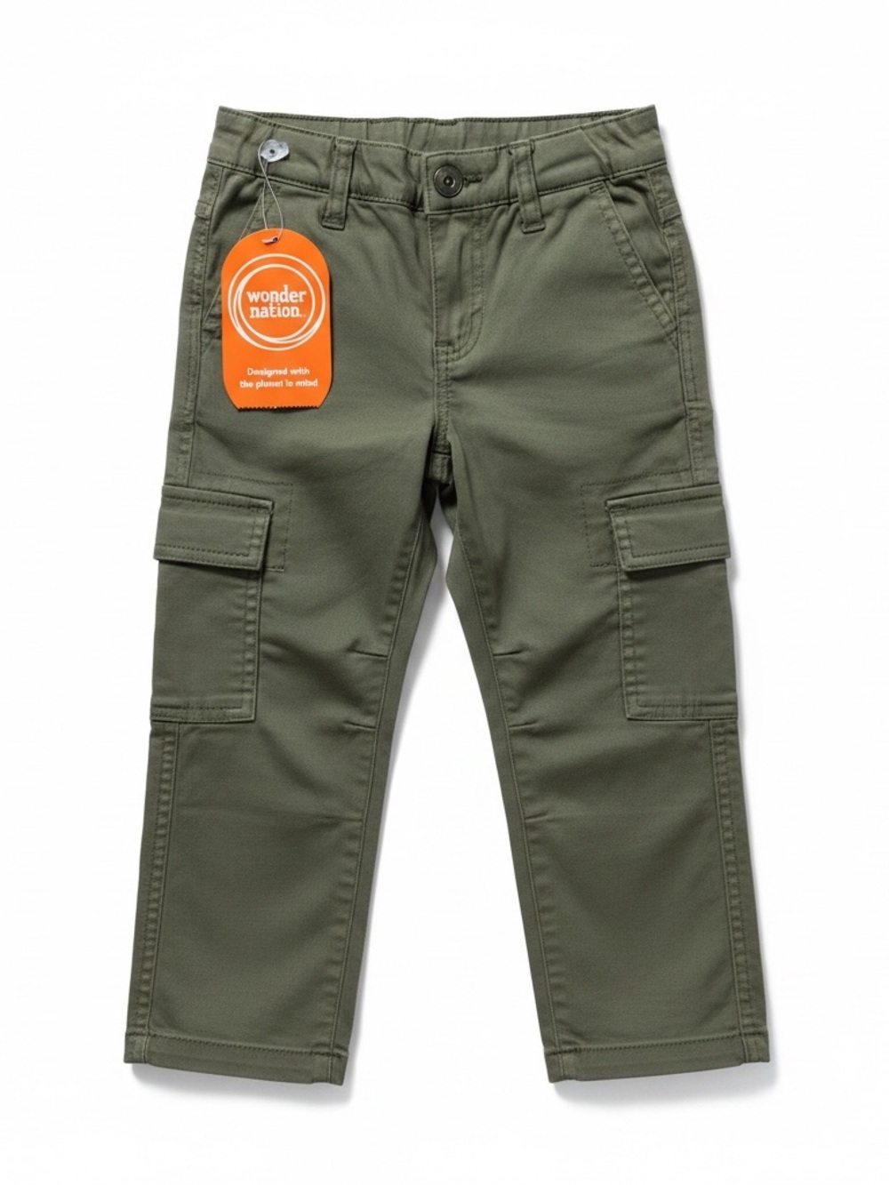 wonder nation Olive Green Cargo Joggers with White Drawcord